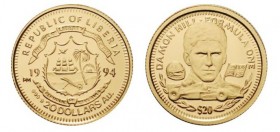 1/25 OZ
20 Dollars, Liberia, D. Hill, Gold 999/1000
13 mm, 1,27 g