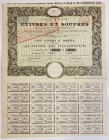 Belgium Brussels United Copper and Sulphur Mining Company Share 1893 
Union Miniere de Cuivres et Soufres, 100 Coupures au Porteur de 5 Actions de Di...