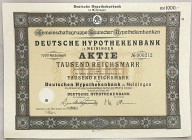 Germany Meiningen Share 1000 Reichsmark 1927 "Deutsche Hypothekenbank"
# 008212; Deutsche Hypothekenbank in Meiningen; AUNC