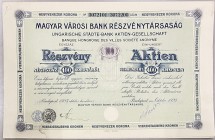 Hungary Budapest Share 400 Kronen 1923 "Ungarische Städte-Bank"
# 3072101 - 3072200; "Magyar Városi Bank"; UNC