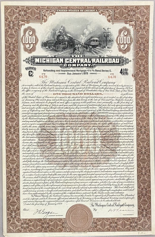 United States New York Refunding & Improvement Mortgage 4-1/2% Bond of 1000 Doll...