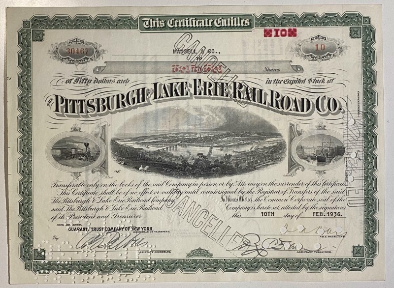 United States New York Pittsburgh and Lake Erie Rail Road Co. Share 10 Shares 19...