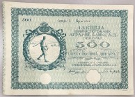 Yugoslavia Belgrade Preference Share 500 Dinara 1931 "Agrarian Bank of Belgrade"
# I 305247; "АГРАРНЕ БАНКА А. Д. Београд"; VF