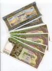 Cambodia Lot of 8 Banknotes 1972 
P# 7d; 8c; 13b; 15a; 2x 50 Riels; 6 x 100 Riels; AUNC-UNC
