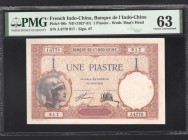 French Indochina 1 Piastre 1927 - 1931 PMG 63
P# 48b; UNC