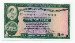 Hong Kong 10 Dollars 1977 
P# 182h; UNC