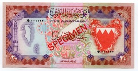 Bahrain 20 Dinars 1978 (1973) Specimen
P# 10CS1; UNC