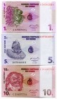 Congo Democratic Republic 1-5-10-20-50 Centimes 1997 
P# 80a; 81a; 82a; 83a; 84A; UNC