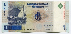 Congo Democratic Republic 1 Franc 1997 (1998) Rare
P# 85a; № F0274900F; XF+