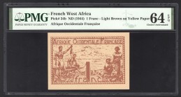 French West Africa 1 Franc 1944 PMG 64 EPQ
P# 34b; UNC