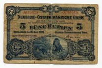 German East Africa 5 Rupien 1905 
P# 1; # 35939; F
