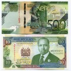 Kenya 10 & 500 Shillings 1992 - 2019
UNC