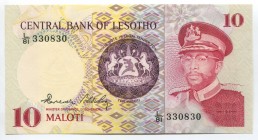 Lesotho 10 Maloti 1981 
P# 6b; № L/81 330830; UNC; "King Moshoeshoe II"