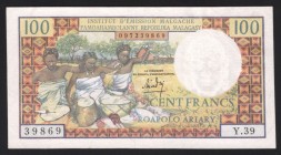 Madagascar 100 Francs - 20 Ariary 1966 
P# 57; XF