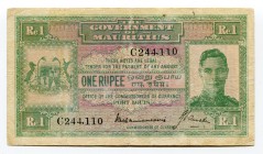 Mauritius 1 Rupee 1940 (ND)
P# 26; VF