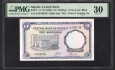 Nigeria 10 Shillings 1968 PMG 30 Rare 
P# 11b; VF
