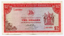 Rhodesia 2 Dollars 1972 
P# 31f; VF