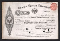 Russia Imperial Goverment Loan in London 1000 Pounds 1916 Rare
XF