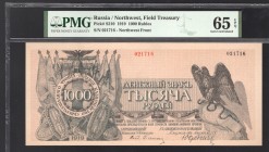 Russia Northwest Front 1000 Roubles 1919 PMG 65
P# S210; UNC