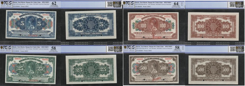 Russia - East Siberia Lot of 4 Specimen Banknotes 1919
Banque De LIndo-Chine; P...