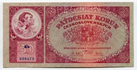 Czechoslovakia 50 Korun 1929 Specimen
P# 22s; № Kb 028473; UNC