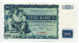 Czechoslovakia 1000 Korun 1934 Specimen
P# 26s; # D 308882; UNC