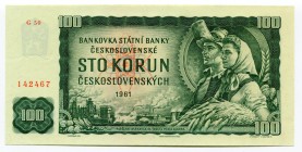 Czechoslovakia 100 Korun 1961 
P# 91k; # G50 142467; UNC