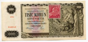 Slovakia 1000 Korun 1940 Specimen
P# 13s; # 6N6 248045; UNC
