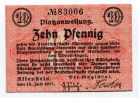 Germany Allenstein 10 Pfennig 1917 
Karpinski 1.3.a; # 83006; XF