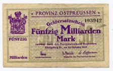 Germany Königsberg 50 Milliarden Mark 1923 
Karpinski 23.20.a; # 103942; VF