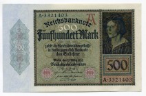 Germany - Weimar Republic 500 Mark 1922 
P# 73; Grabowski DEU-80; # A 3321403; UNC