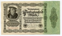 Germany - Weimar Republic 50000 Mark 1922 
P# 79; Grabowski DEU-90d; # 21N 041224; UNC