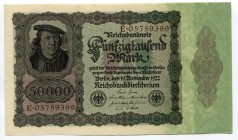 Germany - Weimar Republic 50000 Mark 1922 
P# 80; Grabowski DEU-89; # E 05759399; UNC