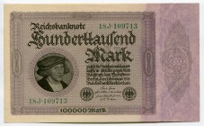 Germany - Weimar Republic 100000 Mark 1923 
P# 83a; № 18J-109713; UNC