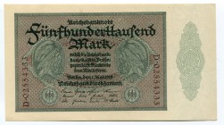 Germany - Weimar Republic 500000 Mark 1923 
P# 88a; Grabowski DEU-99b; # D 02554333; UNC