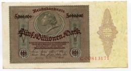 Germany - Weimar Republic 5 Millionen Mark 1923 
P# 90; Grabowski DEU-100; # C 00813171; VF