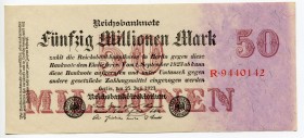 Germany - Weimar Republic 100 Millionen Mark 1923 
P# 98a; Grabowski DEU-109a; # R 9440142; UNC