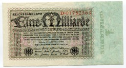 Germany - Weimar Republic 1 Milliarde Mark 1923 
P# 114; Grabowski DEU-131a; # D 01782563; XF-AUNC