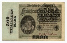 Germany - Weimar Republic 500 Milliarden Mark 1923 
P# 124a; Grabowski DEU-146a; # E 01096044; VF