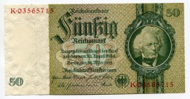 Germany - Third Reich 50 Reichsmark 1933 (1945)
P# 182b; Grabowski DEU-210d; # K 03565715; UNC