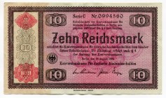 Germany - Third Reich 10 Reichsmark 1934 
P# 208; Grabowski DEU-233a; # C 0994560; XF-AUNC