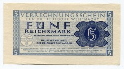 Germany - Third Reich 5 Reichsmark 1944 German Armed Forces (Wehrmacht)
P# M39; Grabowski DWM-9; XF