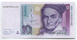 Germany - FRG 10 Deutsche Mark 1999 
P# 38d; № GS 3878344 Z 0; UNC; "Carl Friedrich Gauss"