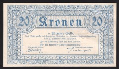 Austria Carinthia 20 Kronen 1918 
P# S103; UNC