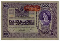 Austria 10000 Kronen 1918 (1919)
P# 65; # 46530 1360; UNC