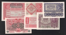 Austria Set of 6 Banknotes 1919 - 1922
P# 49,50,73-76; UNC