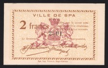Belgium Ville de Spa 2 Francs 1919 
UNC