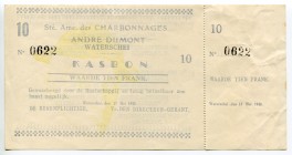 Belgium Limburg, Genk 10 Francs 1940 Andre Dumont Waterschei 
# 0622; AUNC