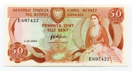 Cyprus 50 Sent 1984 
P# 49a; UNC