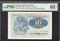 Estonia 10 Krooni 1940 Not Issued Rare PMG 63
P# 68a; UNC